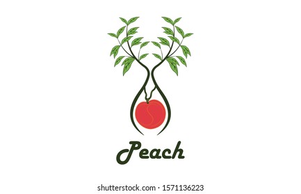peach logo and natural fruit
