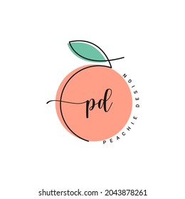 Peach logo on white background. Peachy design logo