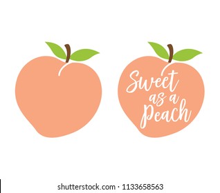 Peach logo with quote “Sweet as a Peach” vector illustration.