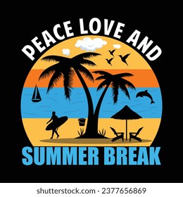 Peach love and summer break vector tshirt design