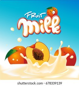peach milk yogurt design - vector illustration