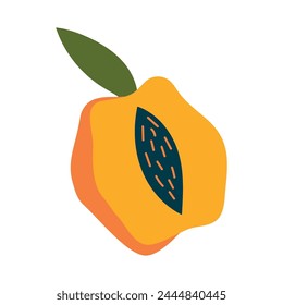 Peach in modern style. Isolated vector illustration for your design.