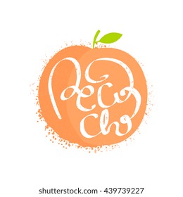 Peach Name Of Fruit Written In Its Silhouette