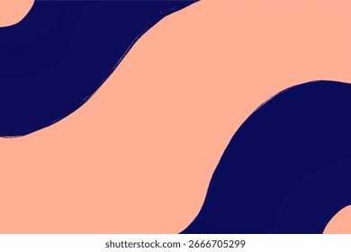 Pfirsich und Marineblau abstrakte Kombination mit glattem Wellendesign.