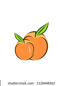 Peach on white background