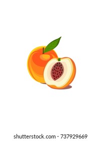 Peach on a white background