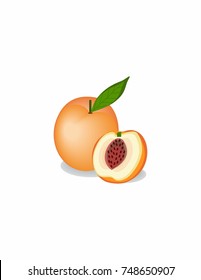 Peach on a white background