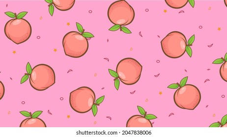 peach on yellow background illustration. peach pattern for printing. Flat design vector.