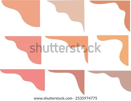 Peach orange wavy corner suitable for background, layout, banner, frames, graphic design. cute fluid vector corner illustration