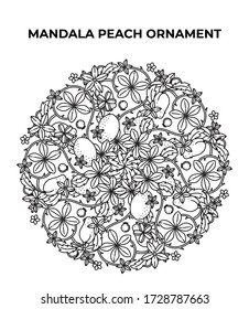 Peach Ornament mandala. Geometric circle element made in vector. Perfect set for any other kind of design, birthday and other holidays, kaleidoscope, medallion, yoga, India, Arabic