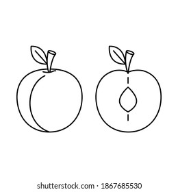 Peach outline icon. Food, outline vector illustration.