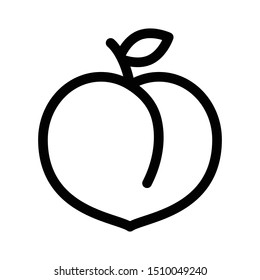 Peach outline icon, line vector sign, linear pictogram isolated on white. Fruit Illustration