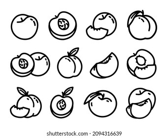 Peach outline icons set. Set of peach simple vector icons for web design isolated on white background