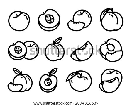 Peach outline icons set. Set of peach simple vector icons for web design isolated on white background