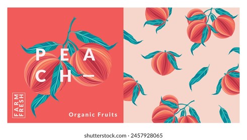 Peach packaging design templates. Modern style vector illustration.