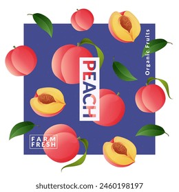 Peach packaging design templates. Modern style vector illustration.