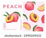 Peach packaging design templates, watercolour style vector illustration.