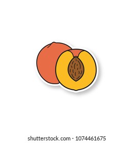 Peach patch. Apricot. Color sticker. Vector isolated illustration