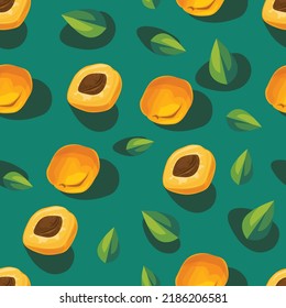 Peach pattern bright classical handdrawn design. Vector Illustration.