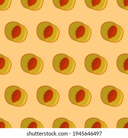 Peach Pattern. Peach Pattern. Seamless Peach Wallpaper. Vector Pattern. Seamless Peach Pattern.