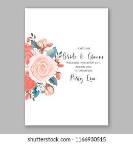 Peach Peony wedding invitation Vector botanical banners set with pink peony flowers greeting card  bridal shower invitation