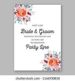 Peach Peony wedding invitation Vector botanical banners set with pink peony flowers greeting card  bridal shower invitation