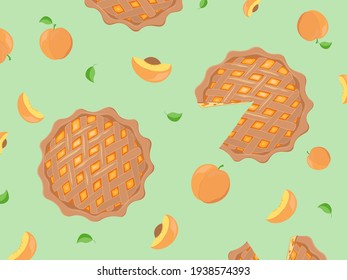 Peach and pie seamless pattern. Wallpaper, print, modern textile design, wrapping paper