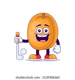 peach playing golf cartoon mascot character vector illustration design