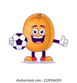 peach playing soccer cartoon mascot character vector illustration design