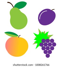 Peach, plum, grape and pear.