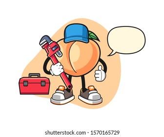 Peach plumber with speech bubble cartoon. Mascot Character vector.