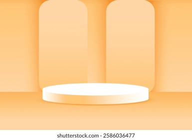 Peach podium platform backdrop promo layout