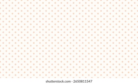 Peach polka ponto padrão vetor sem emenda no fundo de creme - design retro minimalista para tecido, envoltório de presente, papel de parede, convites, papel digital, scrapbooking e projetos com tema vintage.