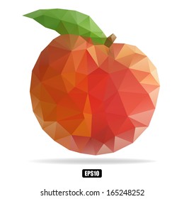 Peach polygonal. Peach abstract isolated on a white backgrounds