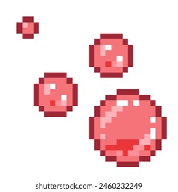 Peach Red Flowing Bubble, Pixel Icon, Isolated