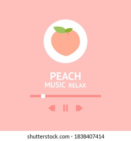 Peach relax icon. Cute style playlist. Pastel color playlist. Relaxing music background.