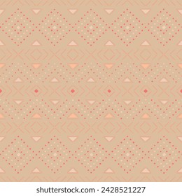 peach repetitive background with hand drawn geometric shapes. vector seamless pattern. decorative art. folk motifs. fabric swatch. wrapping paper. continuous design template for textile, decor