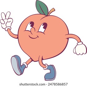 Peach retro groovy mascot character