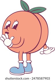 Peach retro groovy mascot character