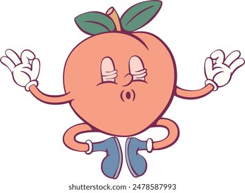 Peach retro groovy mascot character