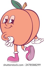 Peach retro groovy mascot character