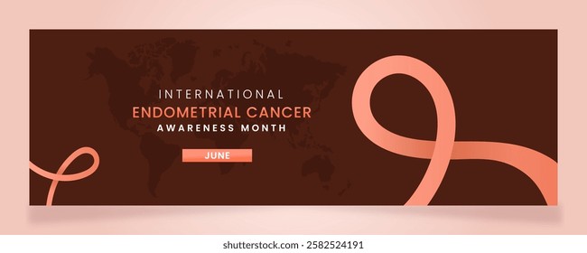 Peach ribbon awareness graphic for International Endometrial Cancer Awareness Month banner.