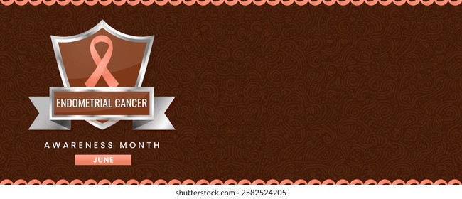 Peach ribbon awareness graphic for International Endometrial Cancer Awareness Month banner.