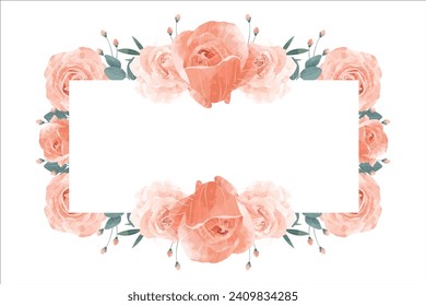 Peach Rose Flower Frame Background