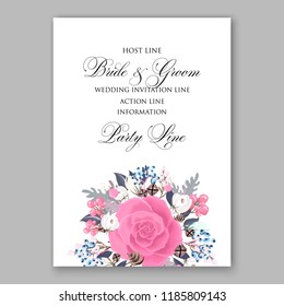 Peach Rose wedding invitation card template peony ranunculus vector background for baby shower bridal shower invitation Winter floral pattern floral vector set