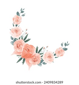 Peach Rose Wreath Flower Frame Background