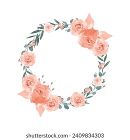 Peach Rose Wreath Flower Frame Background