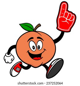 Peach Running with Foam Finger