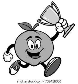 Peach Running with Trophy Illustration