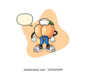 Peach sailor man with speech bubble cartoon. Mascot Character vector.
